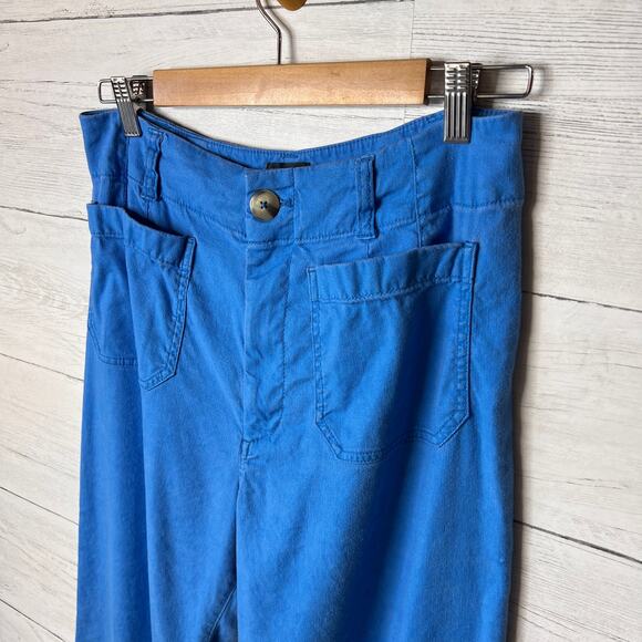 Anthropologie Maeve Pants Womens Size 30 Bright Blue The Collette Linen Wide Leg - Picture 8 of 16